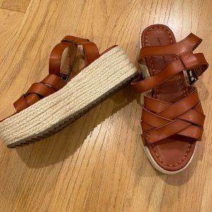American Eagle tan platform sandals